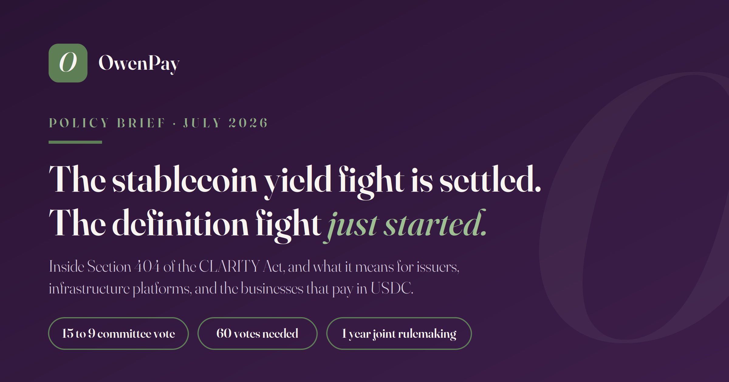 The stablecoin yield fight is settled. The definition fight just started.
